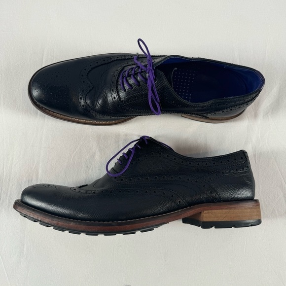 Ted Baker Leather Wingtip Derby Shoe‎ in Black Size 10.5 - Picture 1 of 6